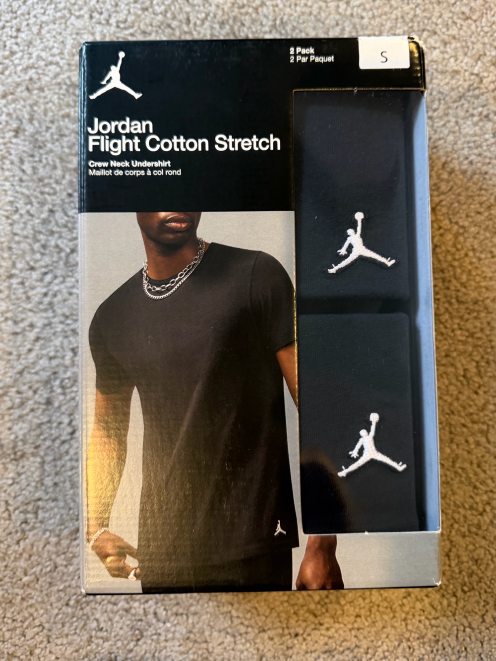 Black Crew Neck Cotton Stretch Undershirts - 2 Pack
